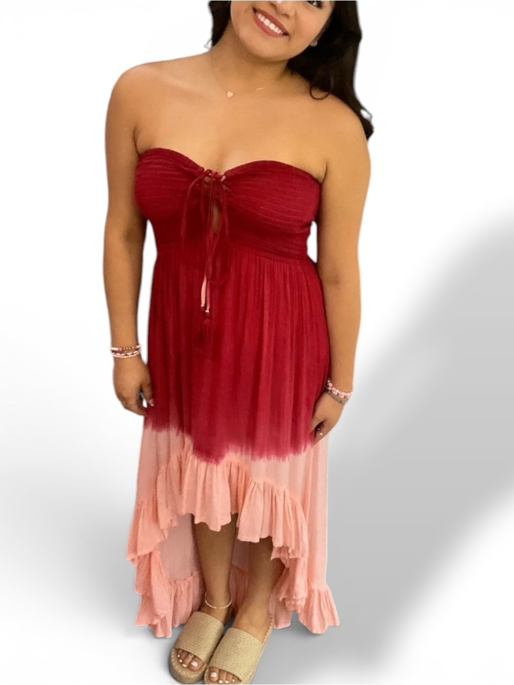 Tiare Hawaii Dress NWT Strapless high low‎ hi-lo rust peach Tag: OS fits: XS S M